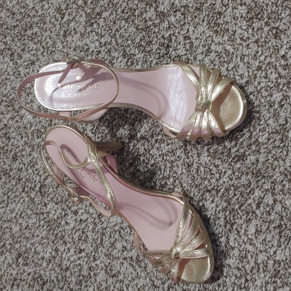 Kate Spade Florence Gold Strappy Heels Size 6 - Picture 1 of 6